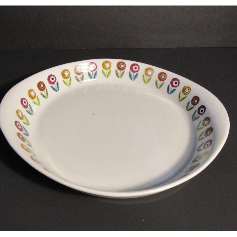 Upsala-Ekeby Karlskrona Ignis Dukat Roung Baking Dish Sweden MCM Floral 11.25in